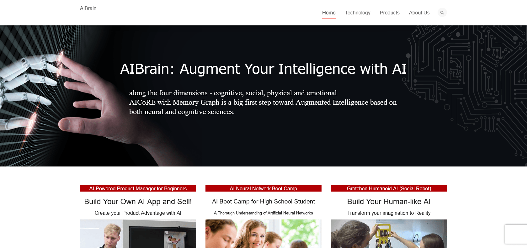 Screenshot of AI Brain Website