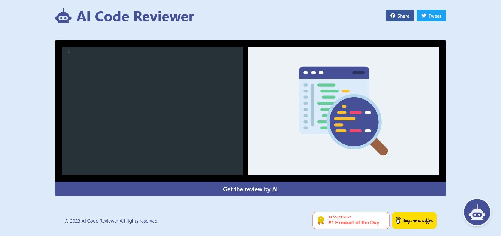 Screenshot of AI Code Reviewer Website