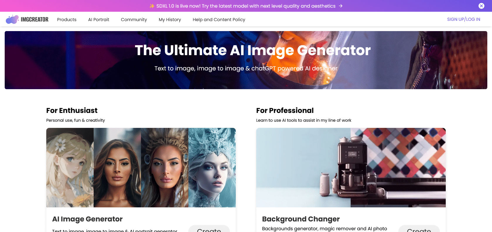 Screenshot of AI Designer Website