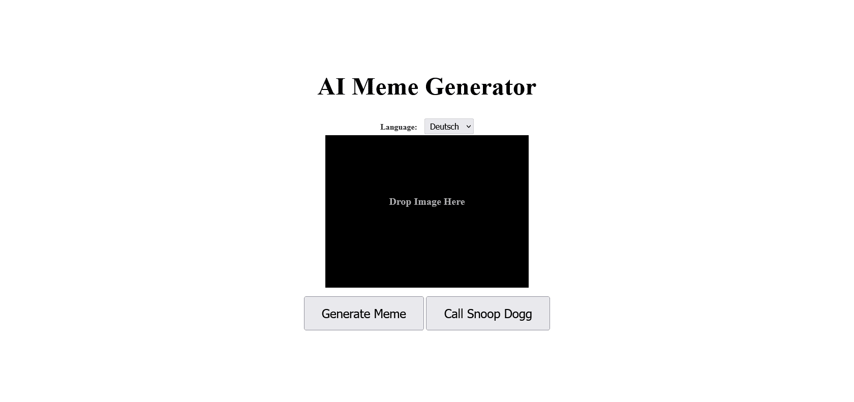 Screenshot of AI Meme Website