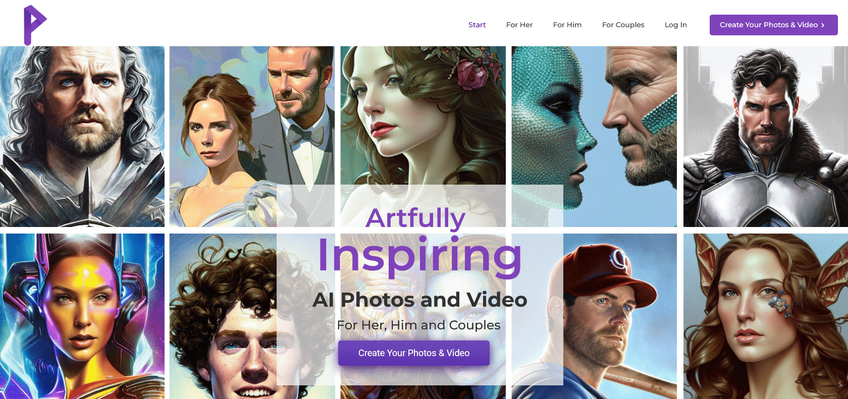 Screenshot of AI Photos Website