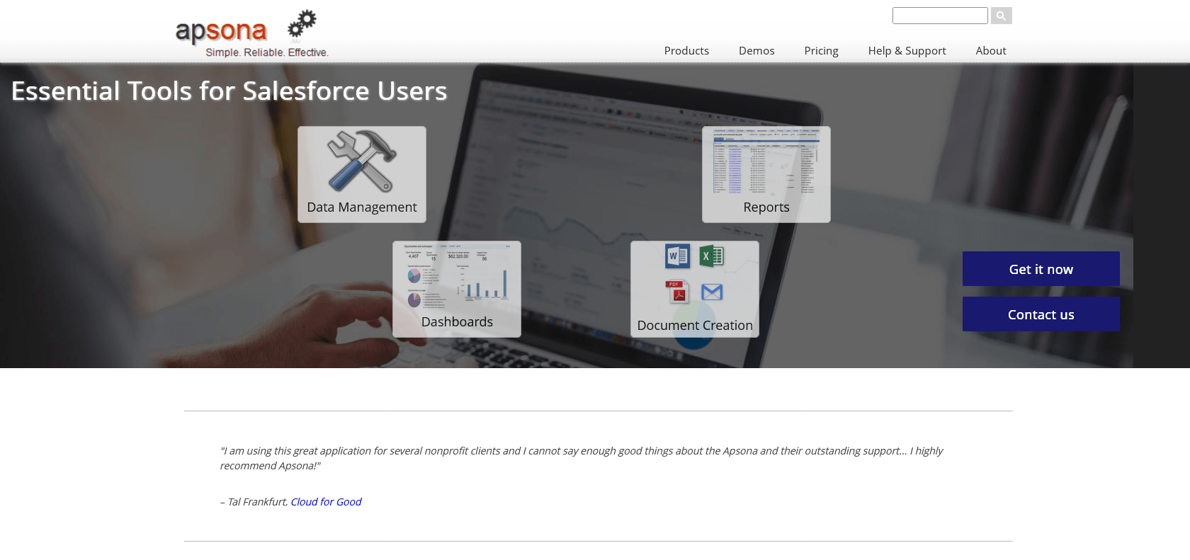 Screenshot of AI Powered Salesforce Automation By Apsona Website