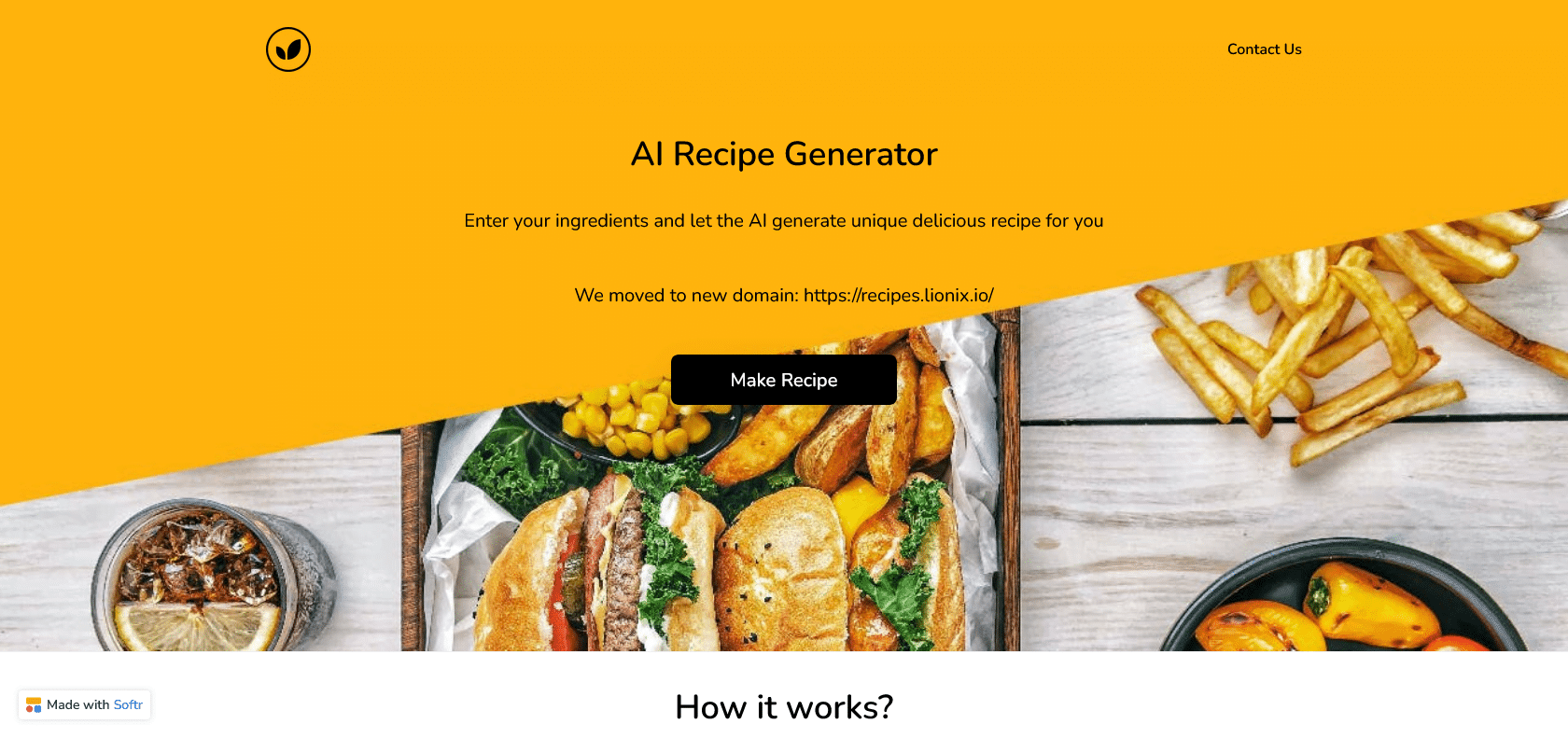 Screenshot of AI Recipe Generator Website