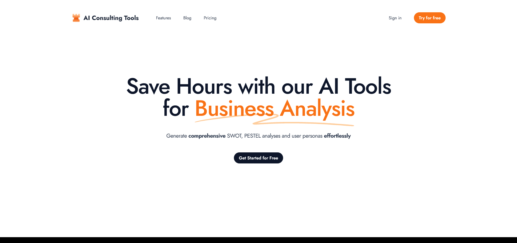 Screenshot of AI consulting tools Website