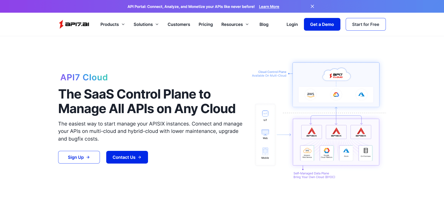 Screenshot of API7 cloud Website