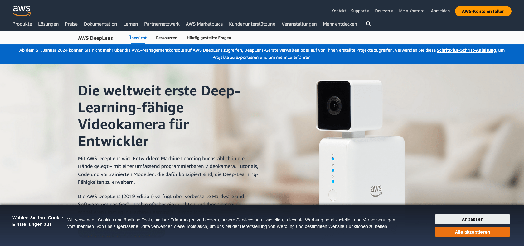 Screenshot of AWS DeepLense Website