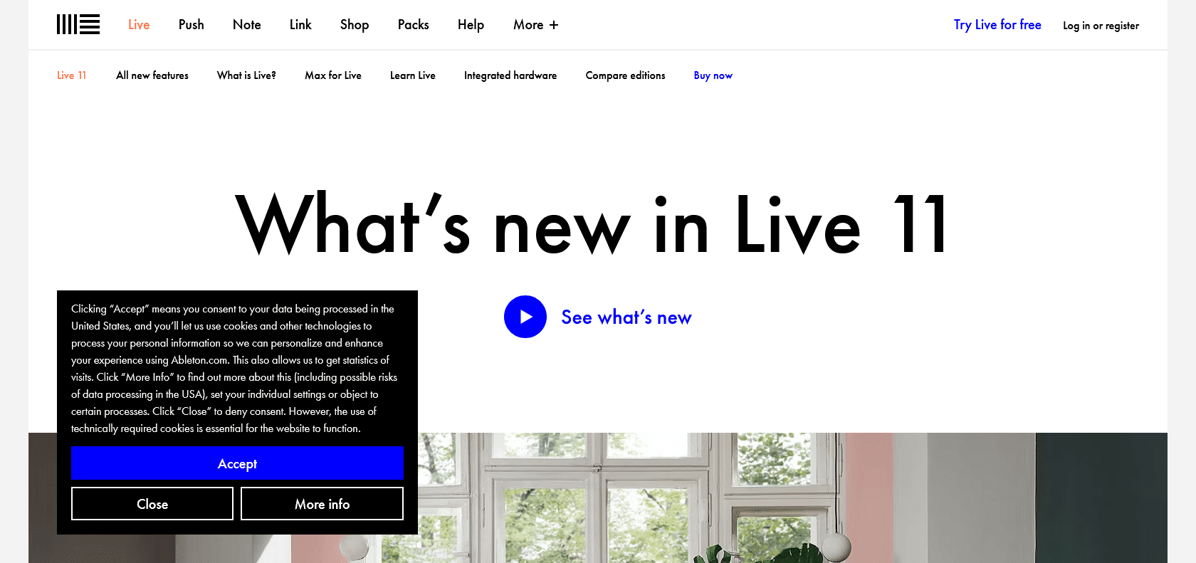 Screenshot of Ableton Live Website