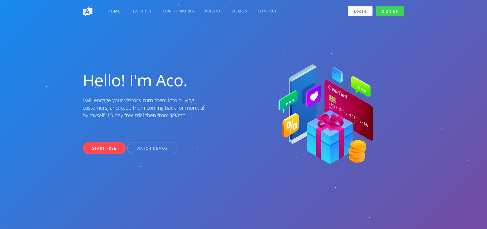 Screenshot of Aco Website