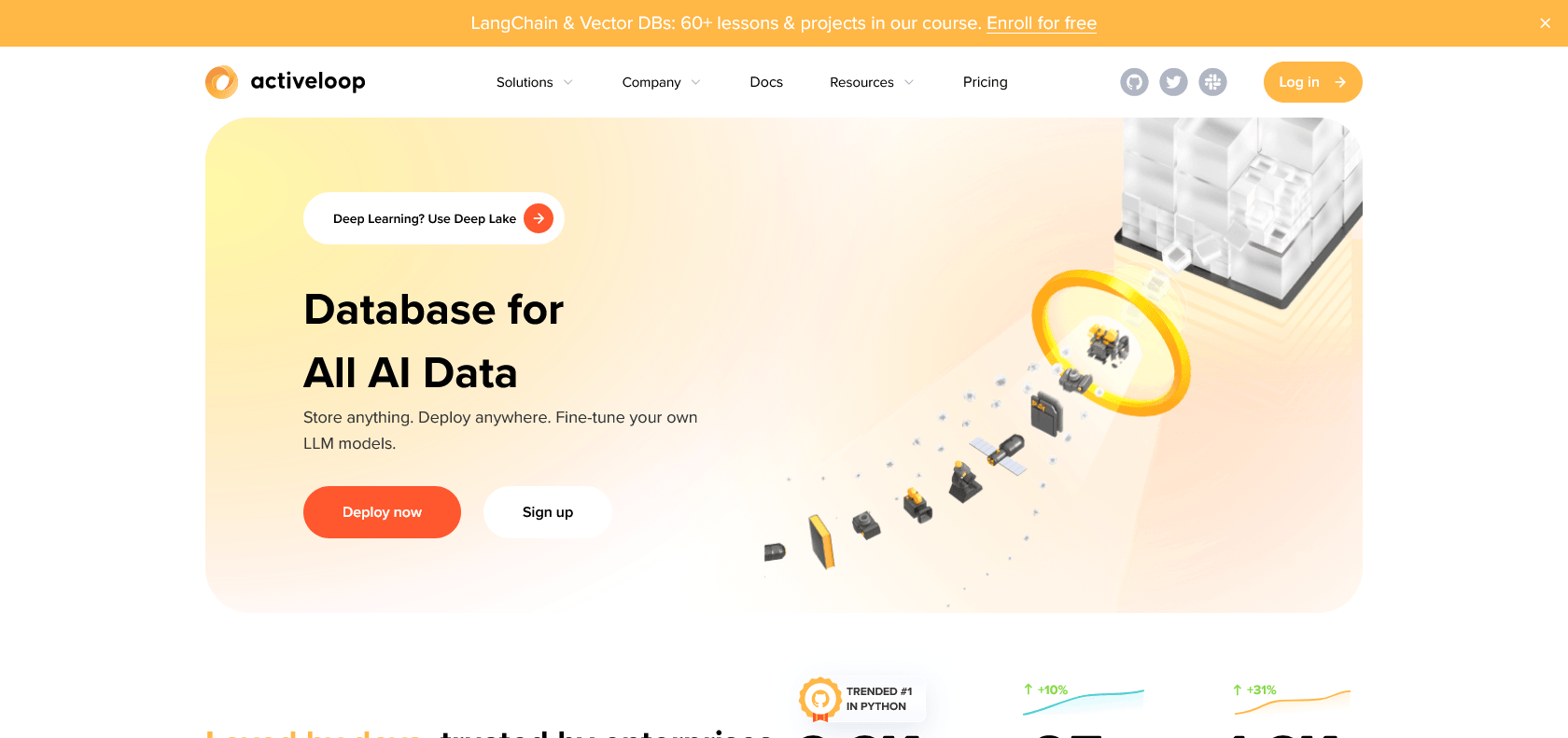 Screenshot of Activeloop Website
