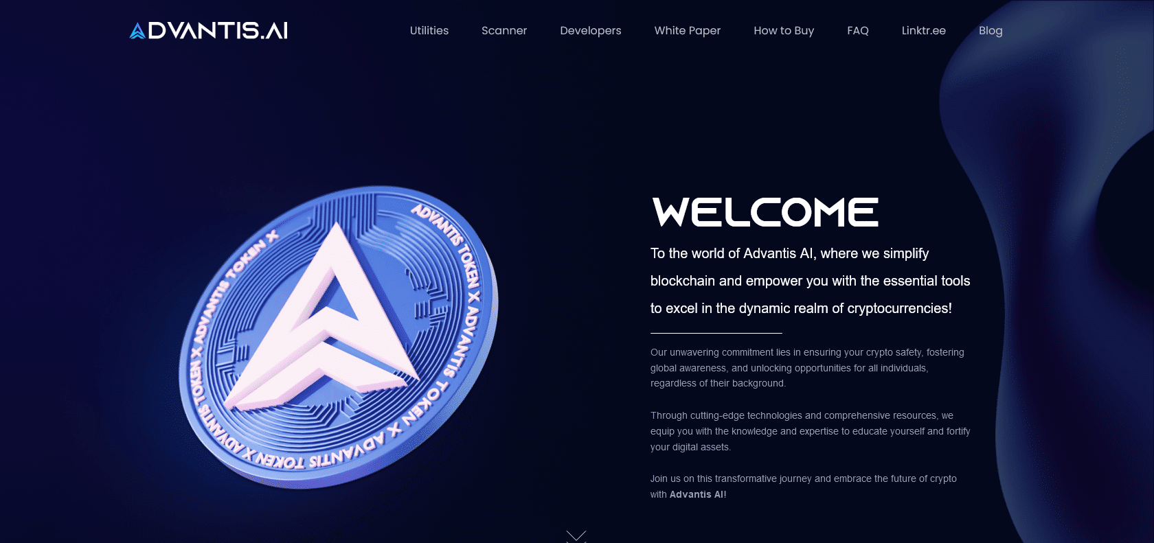 Screenshot of Advantis Website