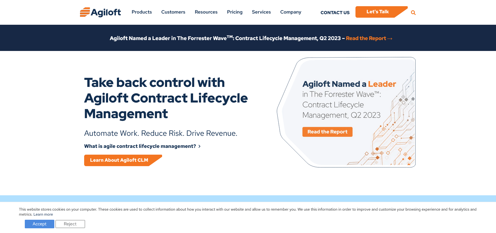 Screenshot of Agiloft Website