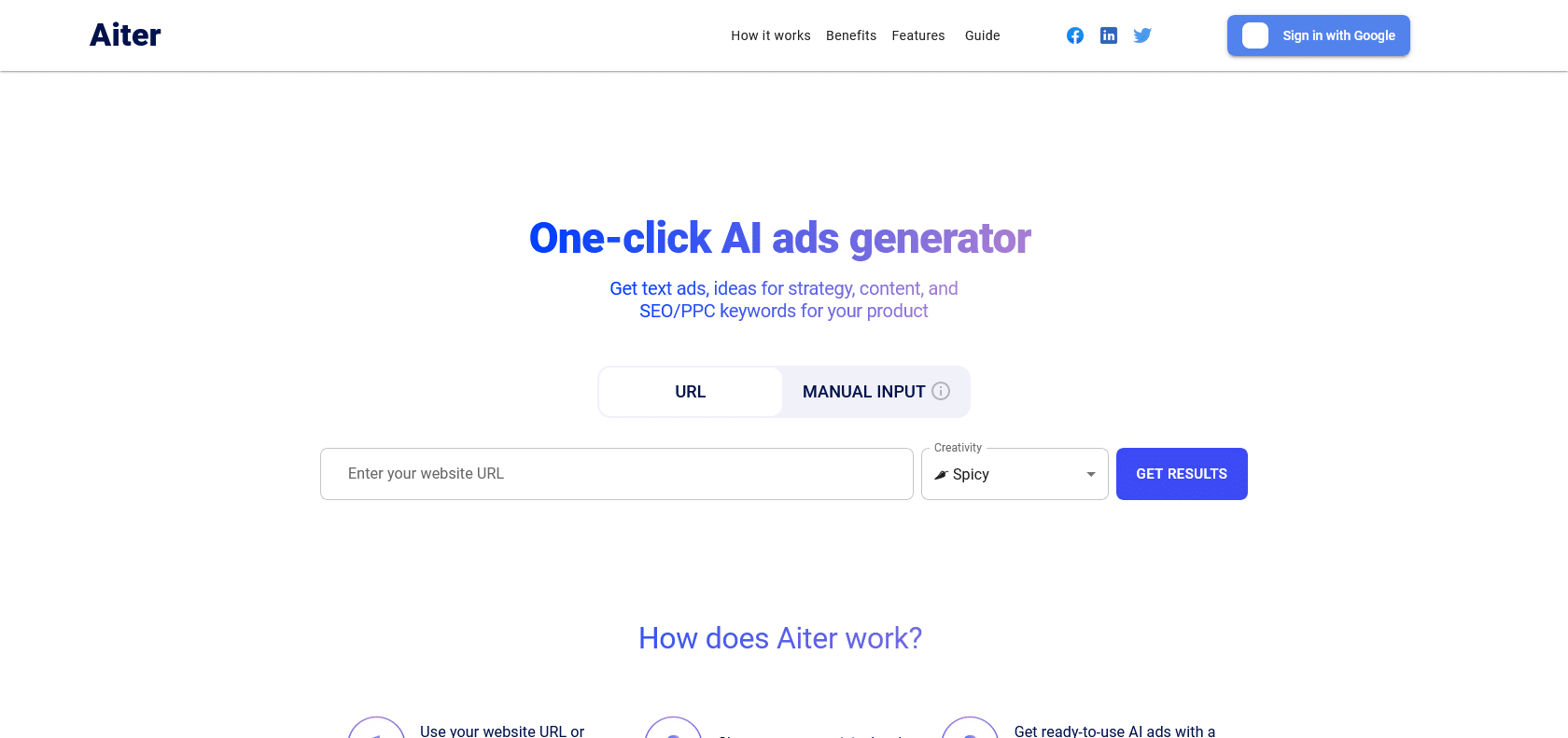 Screenshot of Aiter.io Website