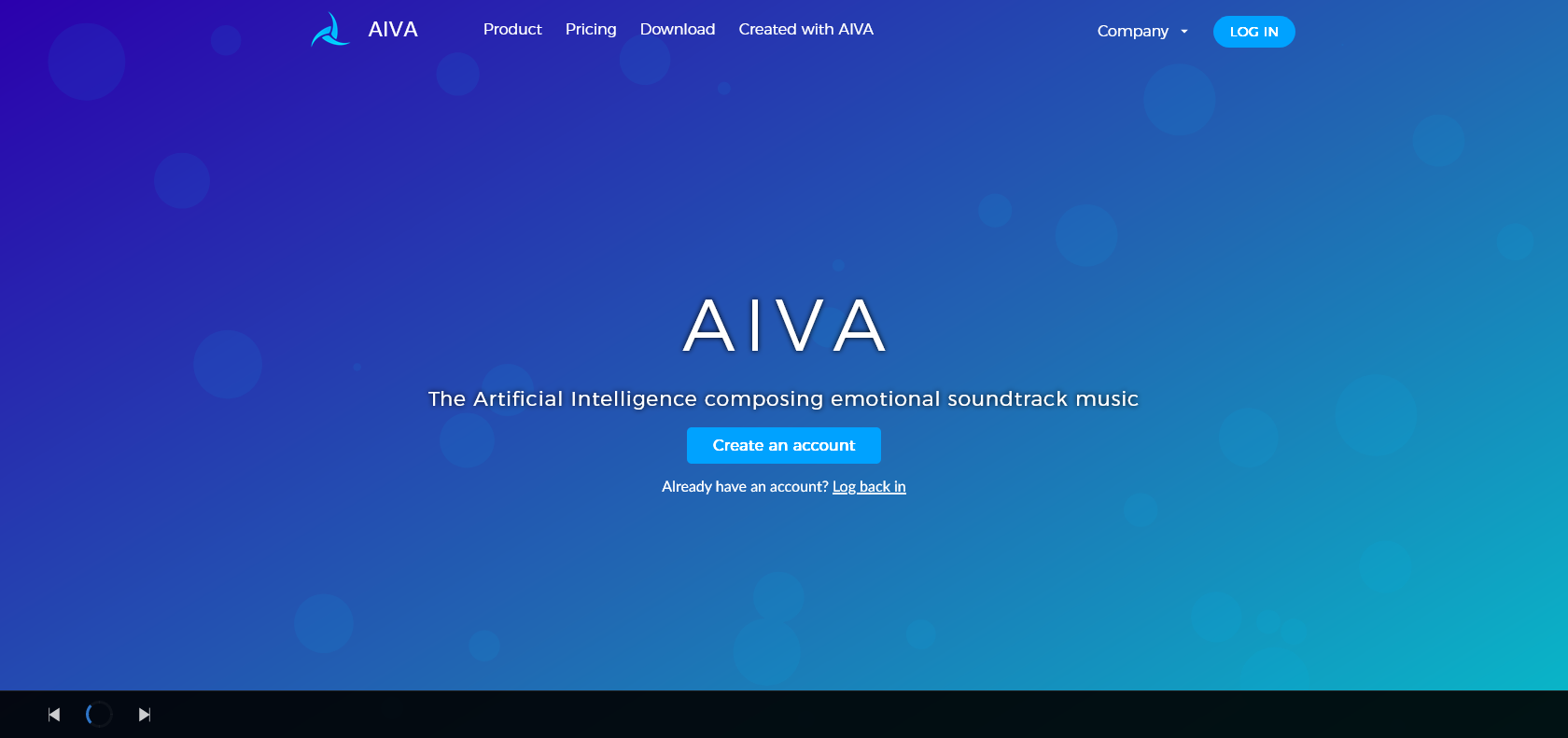 Screenshot of Aiva Website