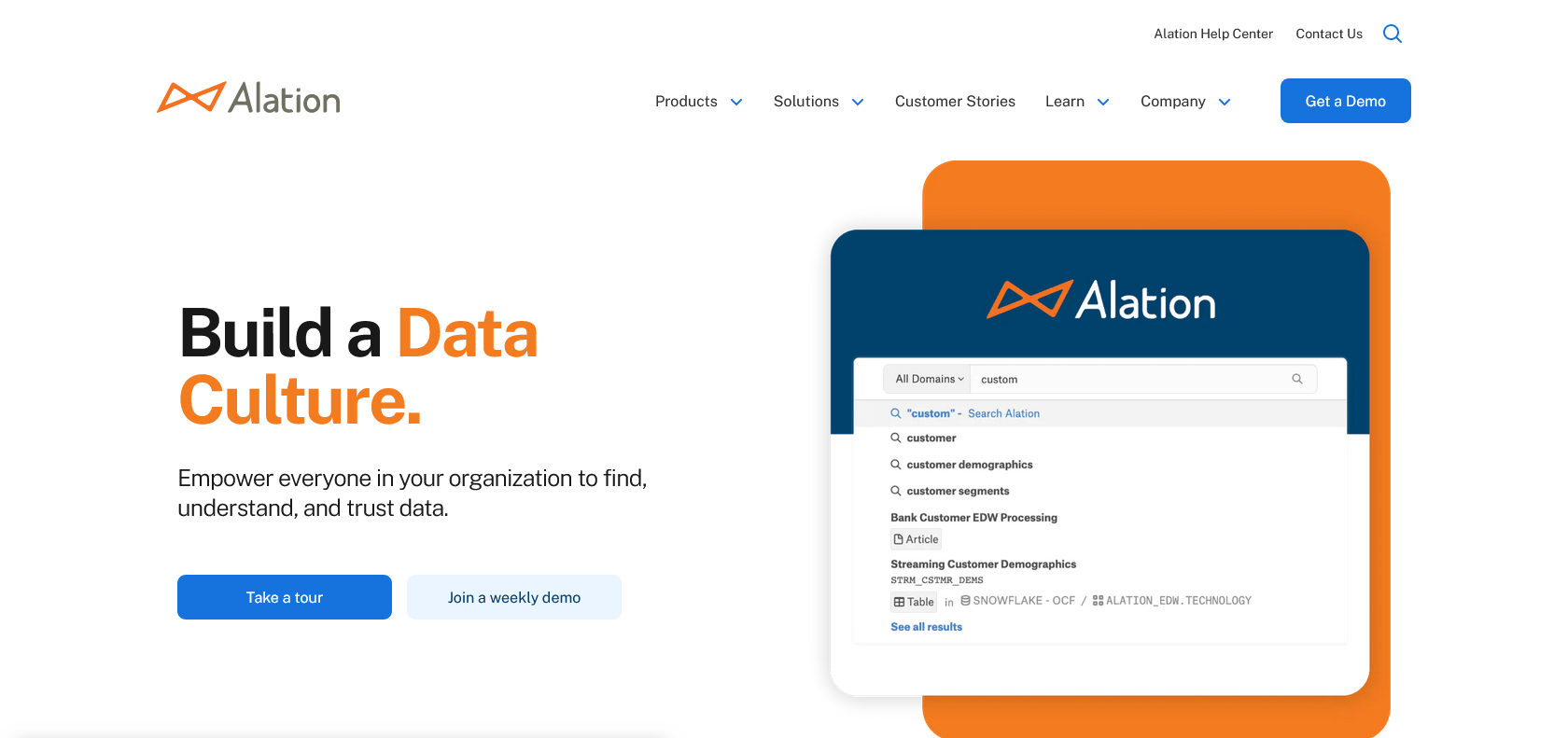 Screenshot of Alation Website