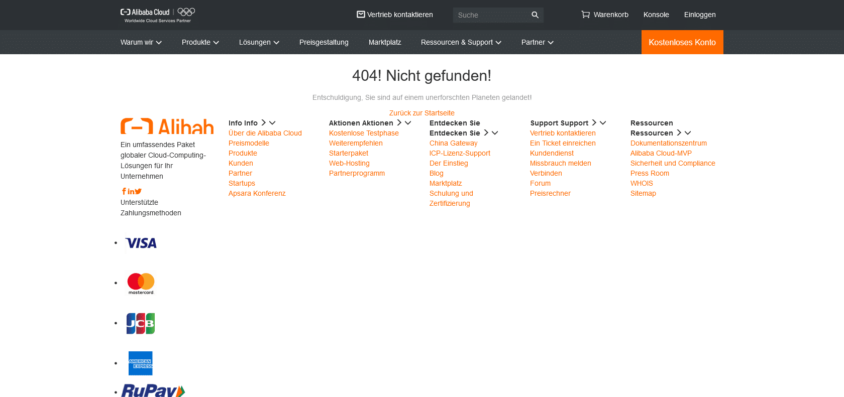 Screenshot of Alibaba Cloud Intelligent A.I. Website