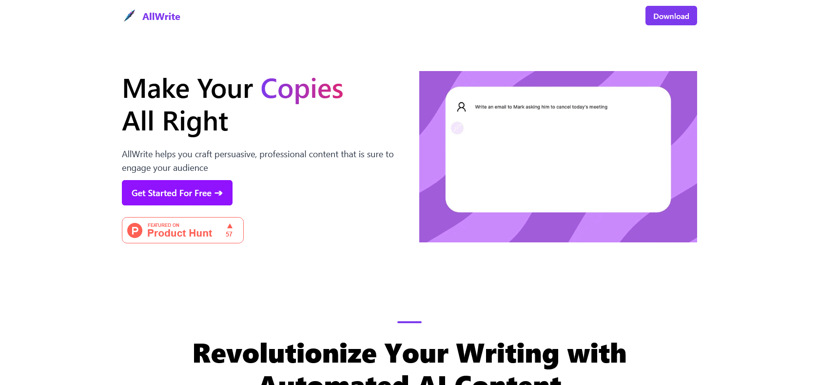 Screenshot of AllWrite Website