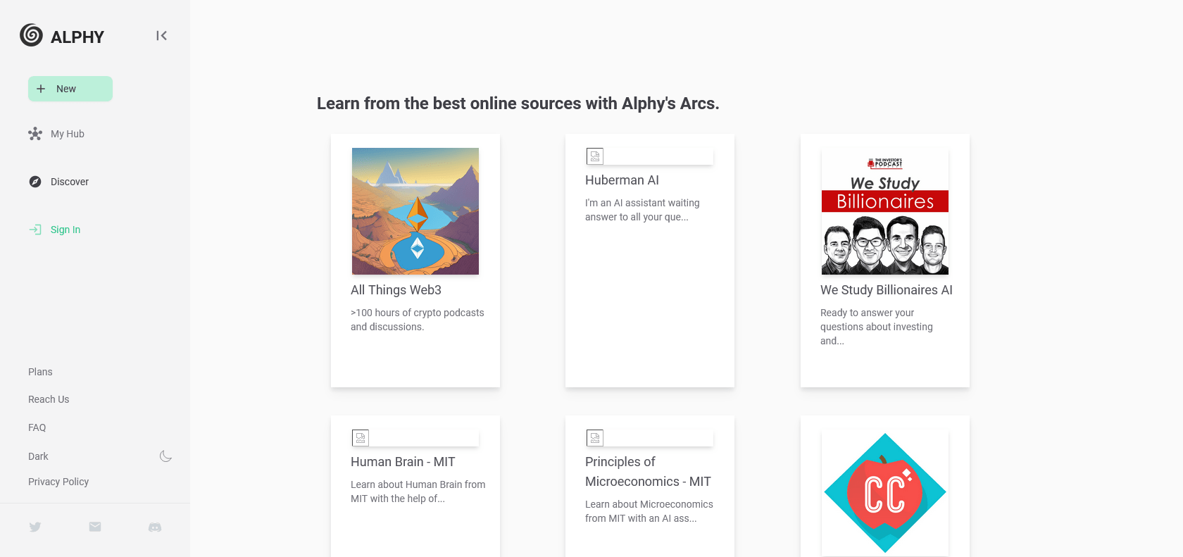 Screenshot of Alphy Website