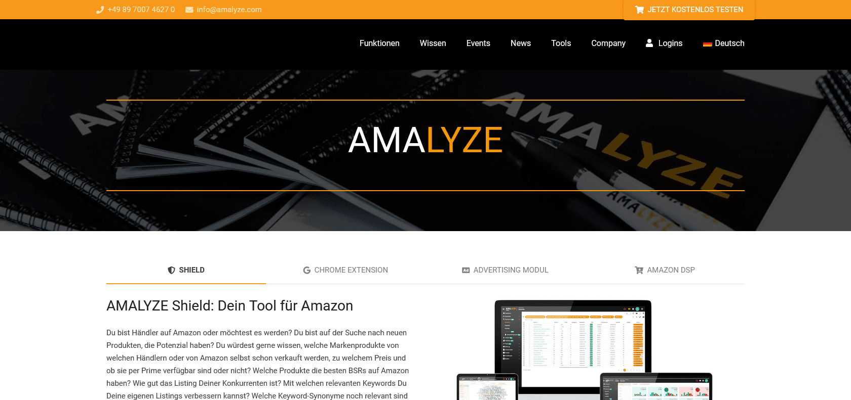 Screenshot of Amalyze Website