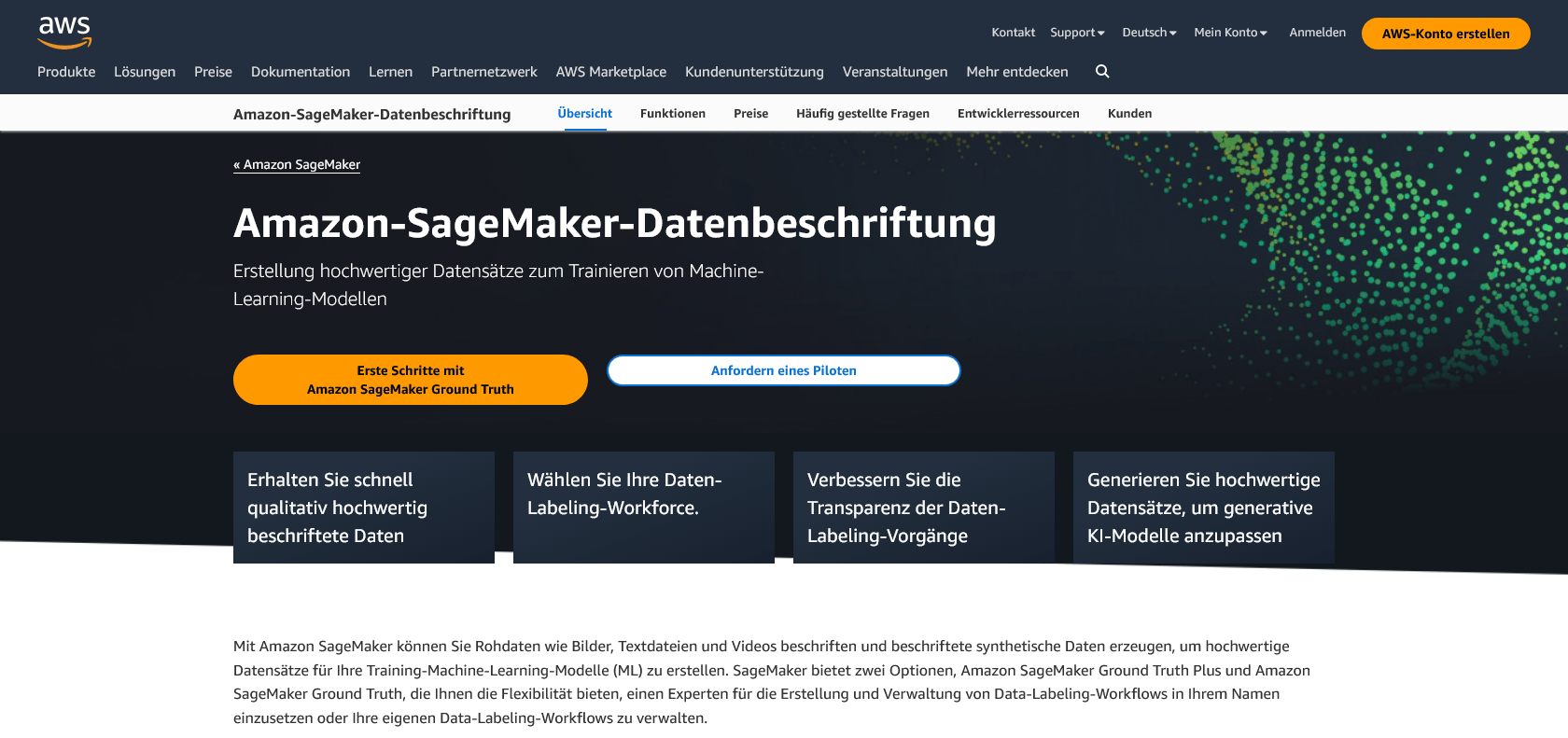 Screenshot of Amazon SageMaker Ground Truth Website