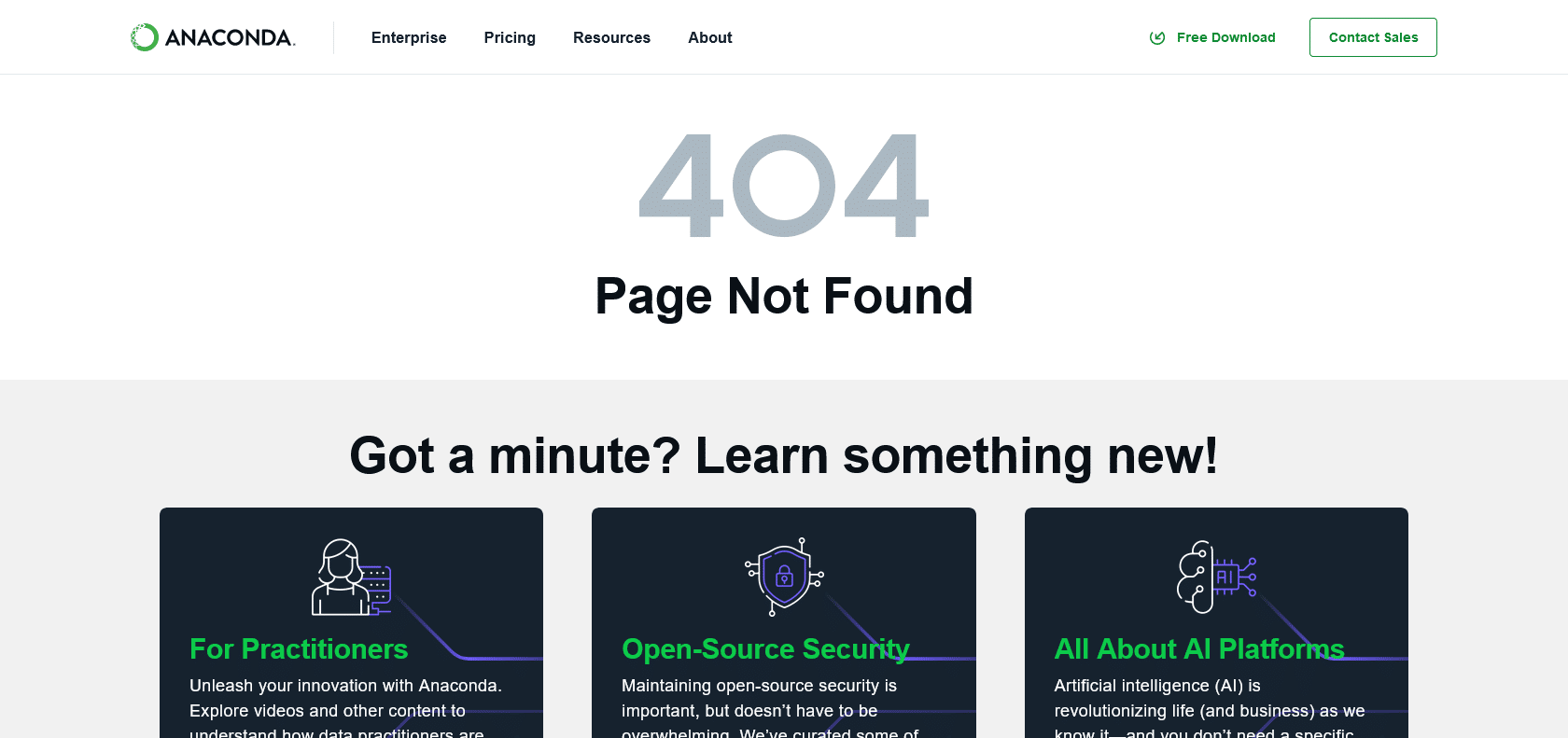 Screenshot of Anaconda Enterprise AI Website