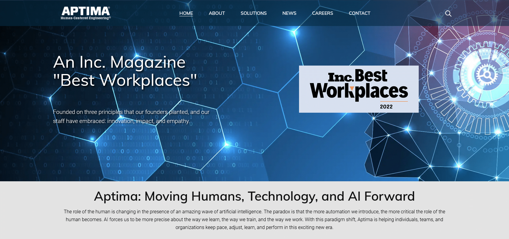 Screenshot of Aptima AI Website