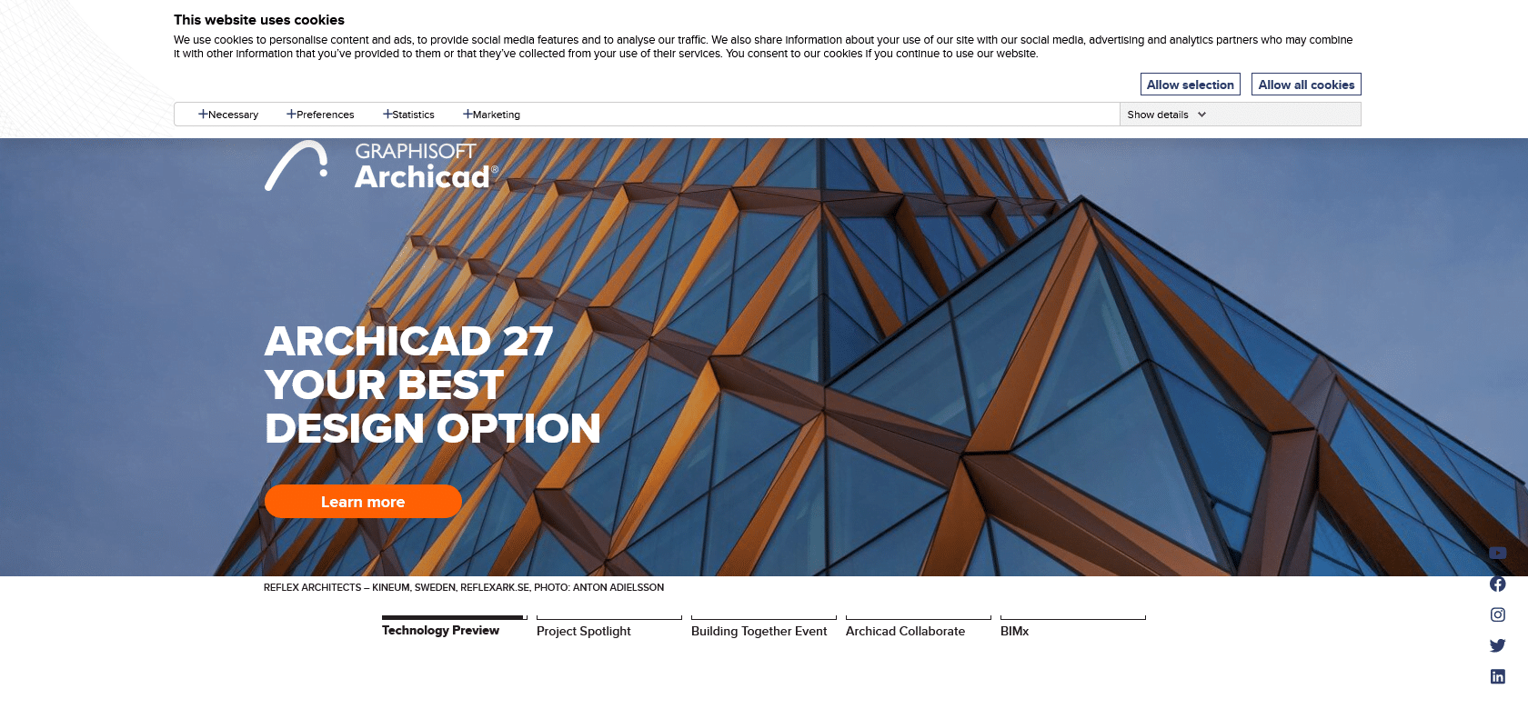 Screenshot of ArchiCAD Website