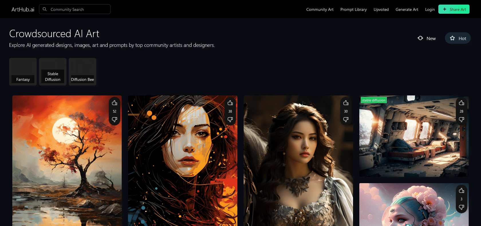 Screenshot of ArtHub Website