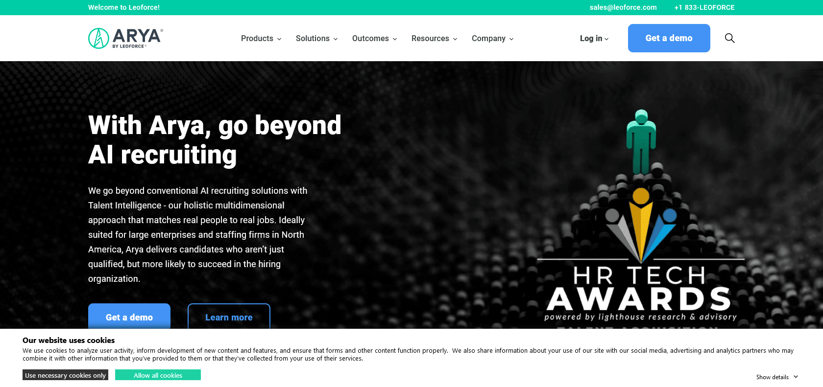 Screenshot of Arya Website