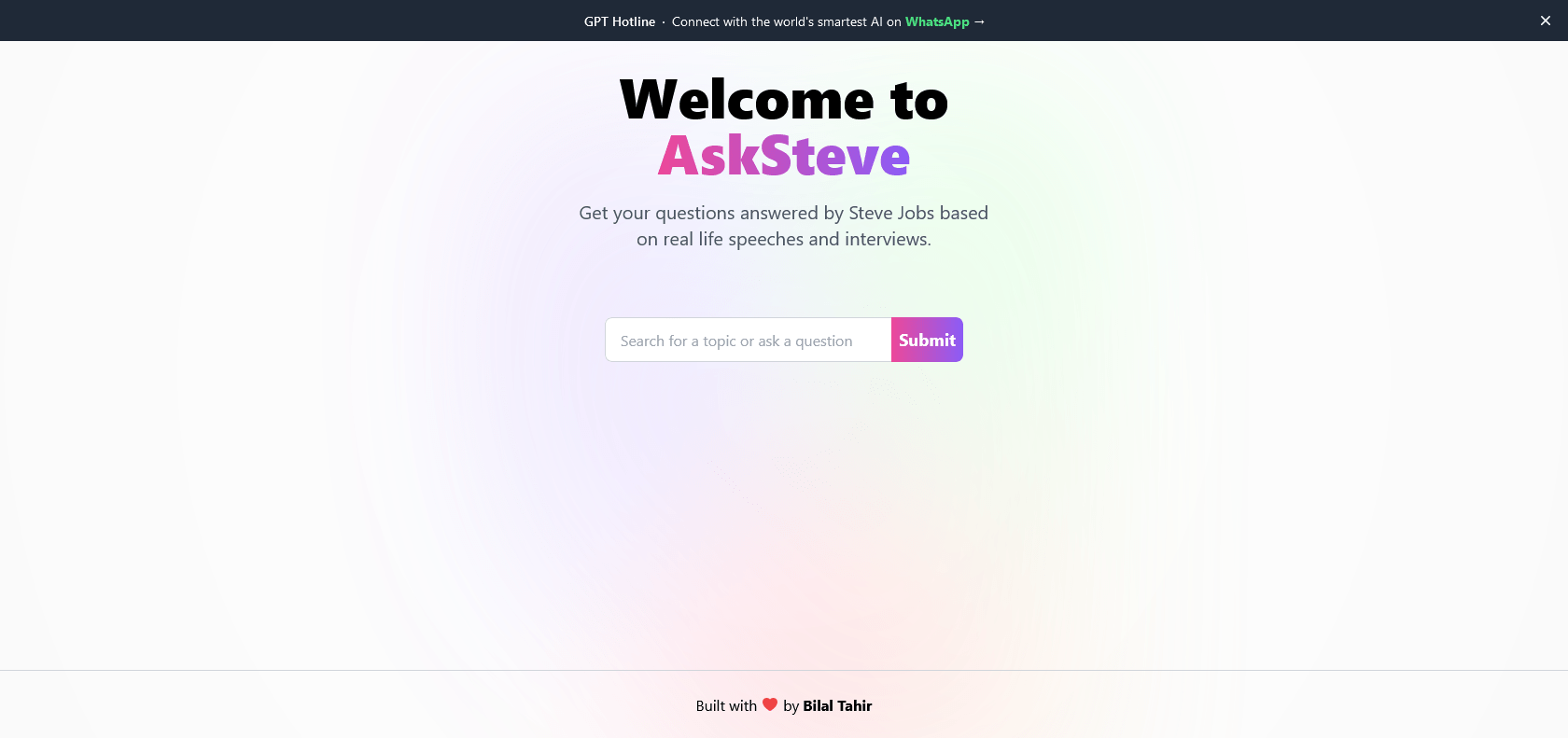 Screenshot of Ask Steve Website