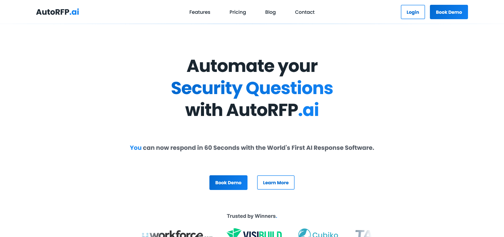 Screenshot of AutoRFP Website