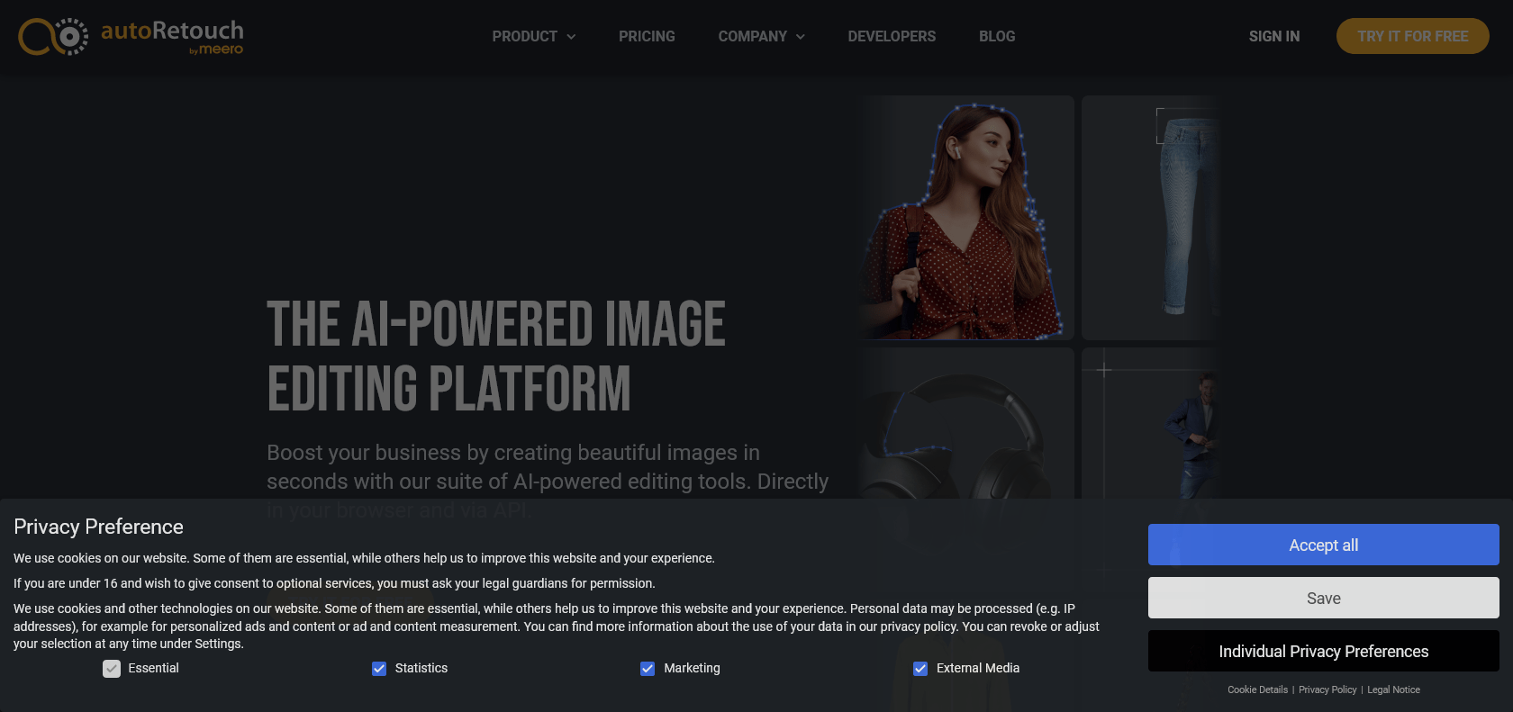 Screenshot of AutoRetouch Website