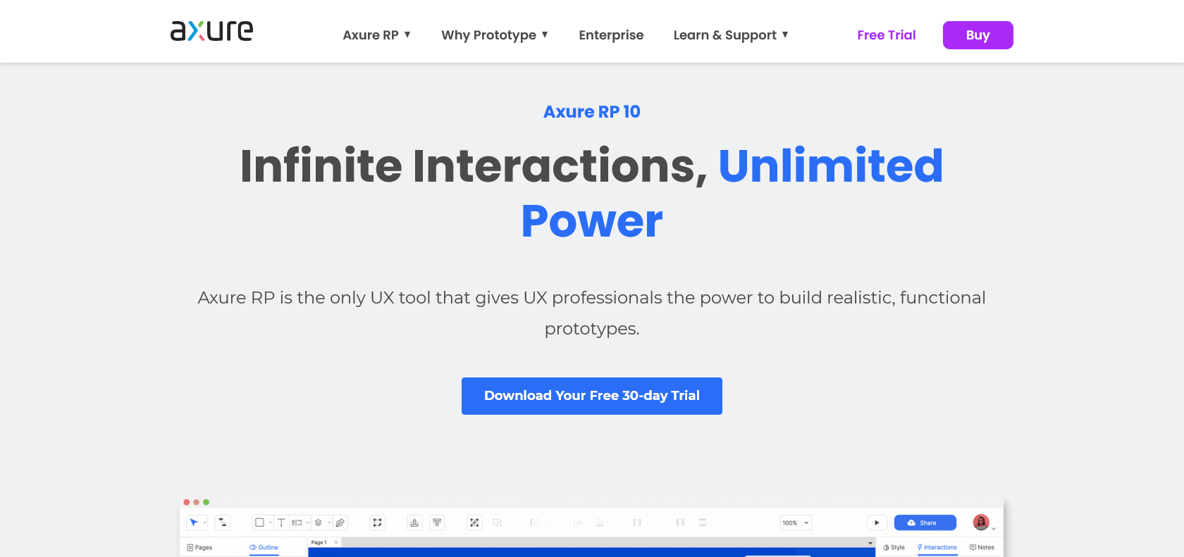 Screenshot of Axure Website