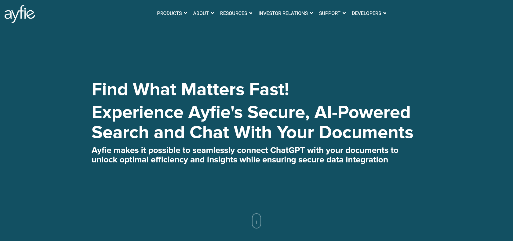 Screenshot of Ayfie Website