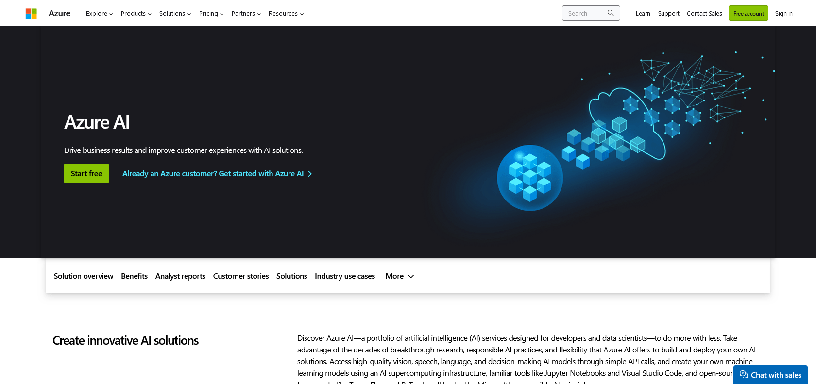 Screenshot of Azure AI Website