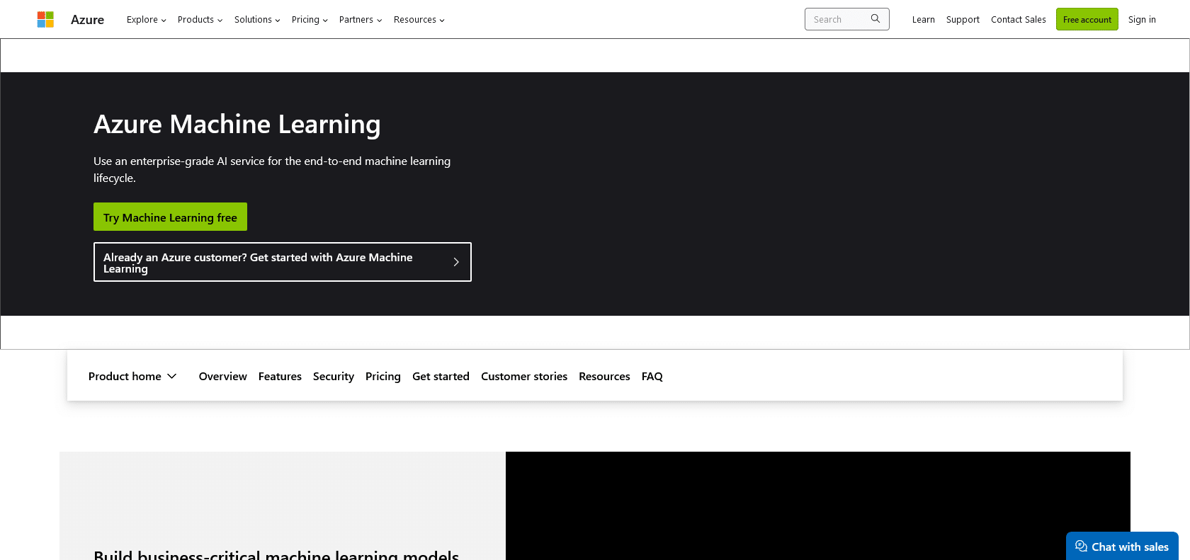 Screenshot of Azure Machine Learning Service Website