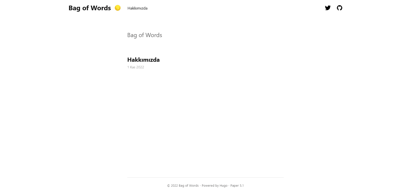 Screenshot of Bag Of Words Website