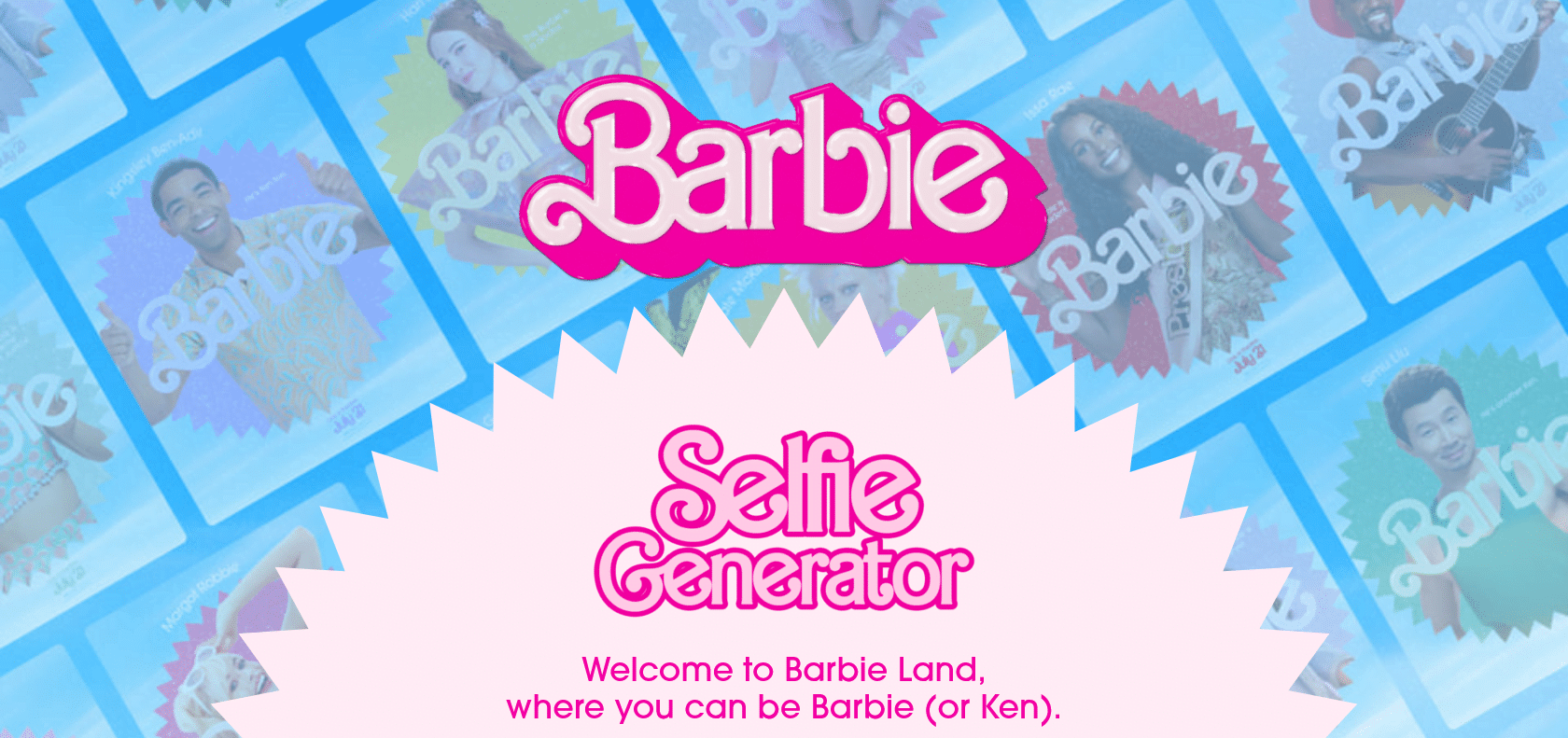 Screenshot of Barbie Selfie Generator Website