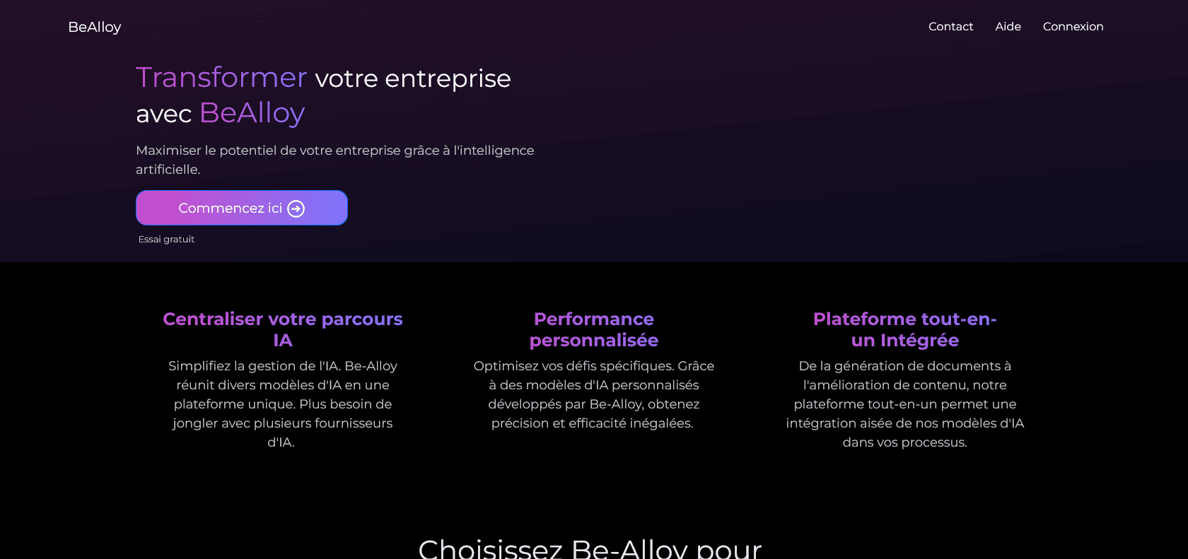 Screenshot of Be-Alloy.com Website