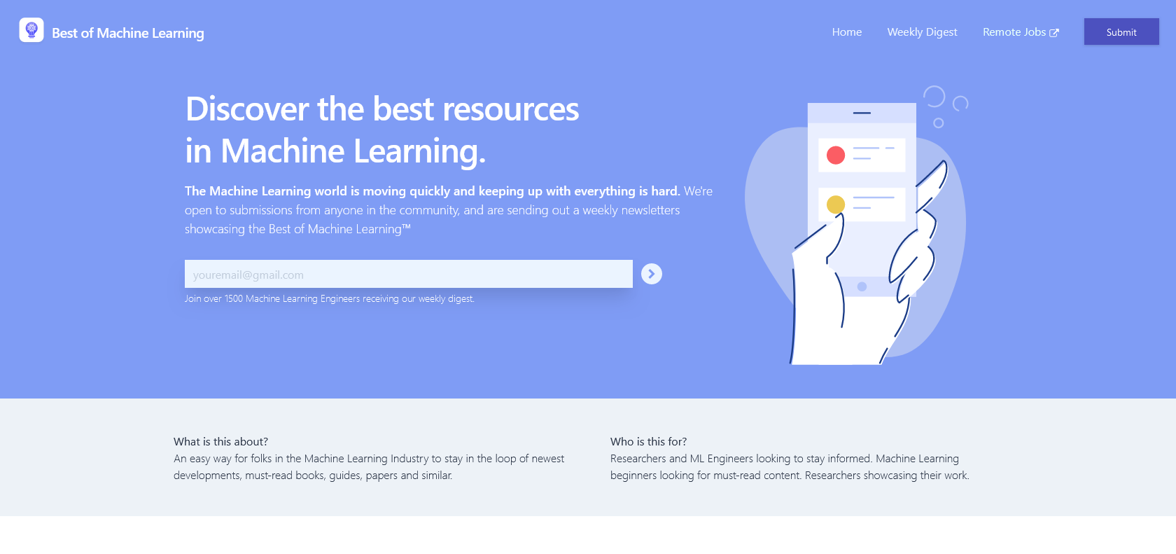 Screenshot of Best of Machine Learning Website