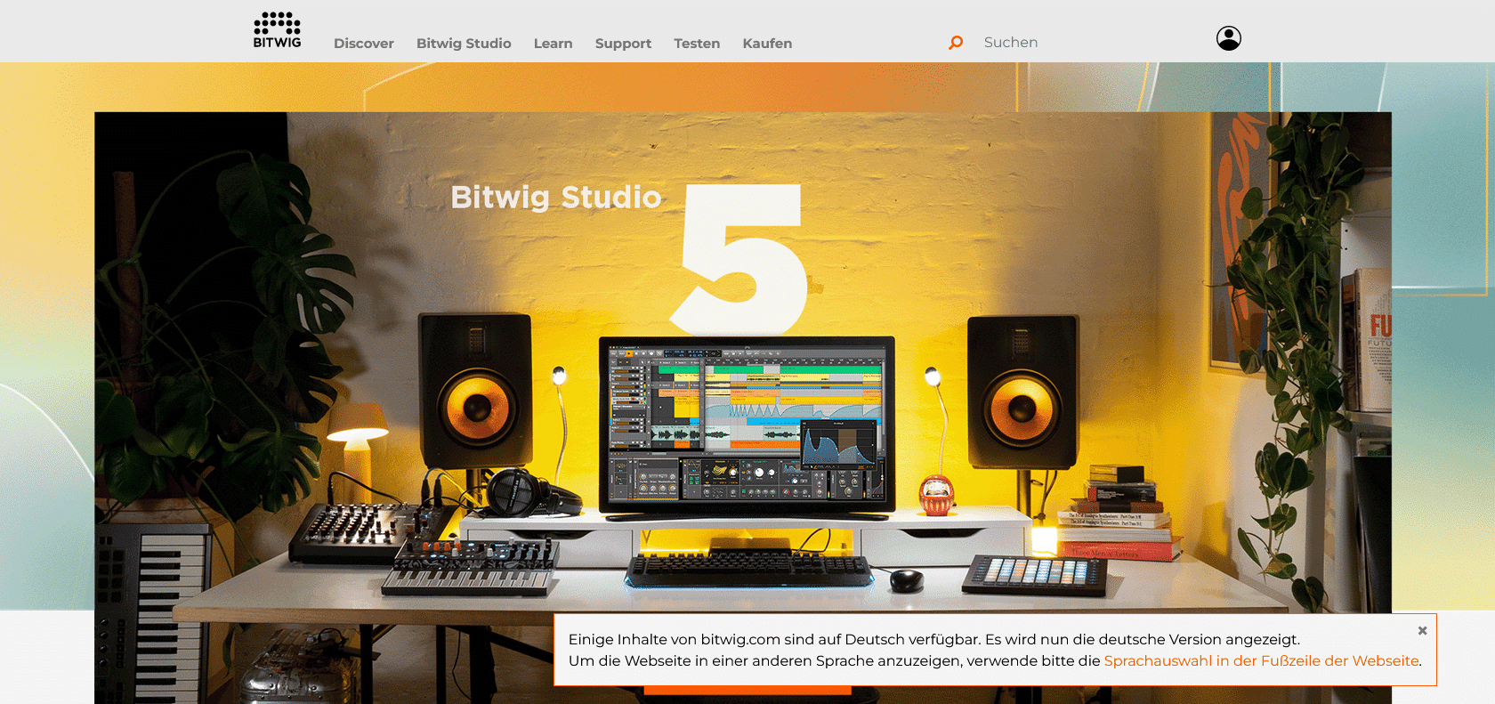 Screenshot of Bitwig Studio Website