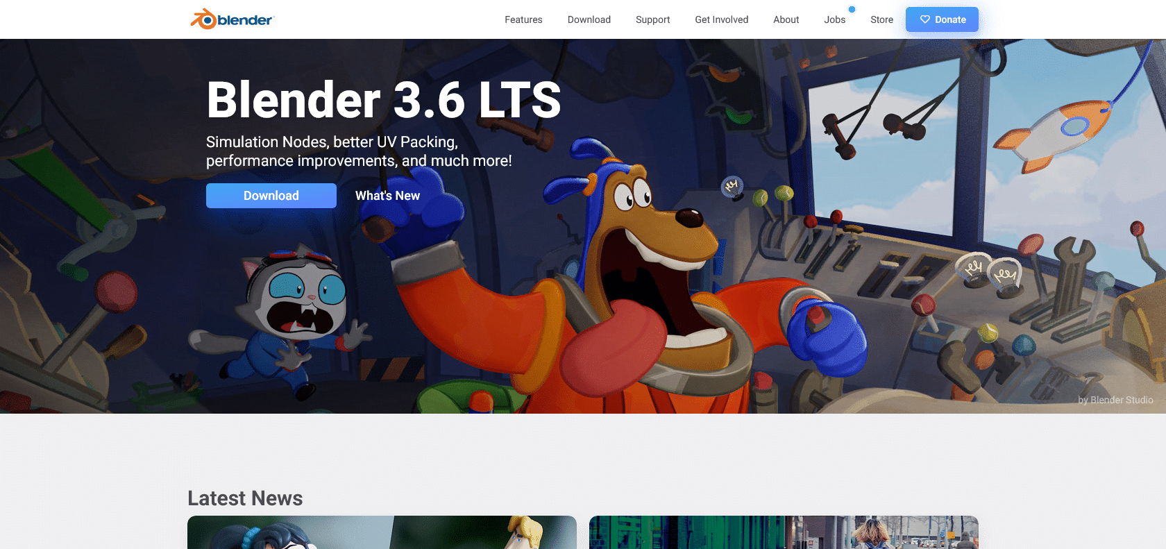 Screenshot of Blender 3D Website