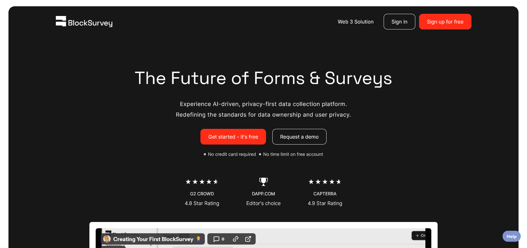 Screenshot of Block Survey Website