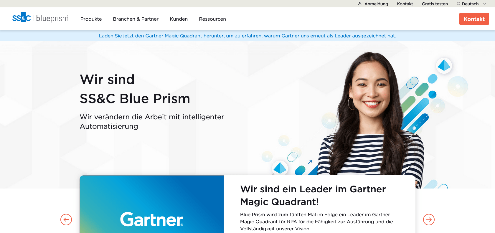 Screenshot of Blue Prism Website