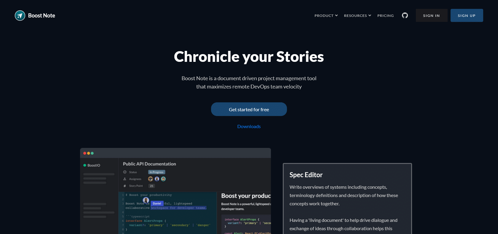 Screenshot of Boostnote Website