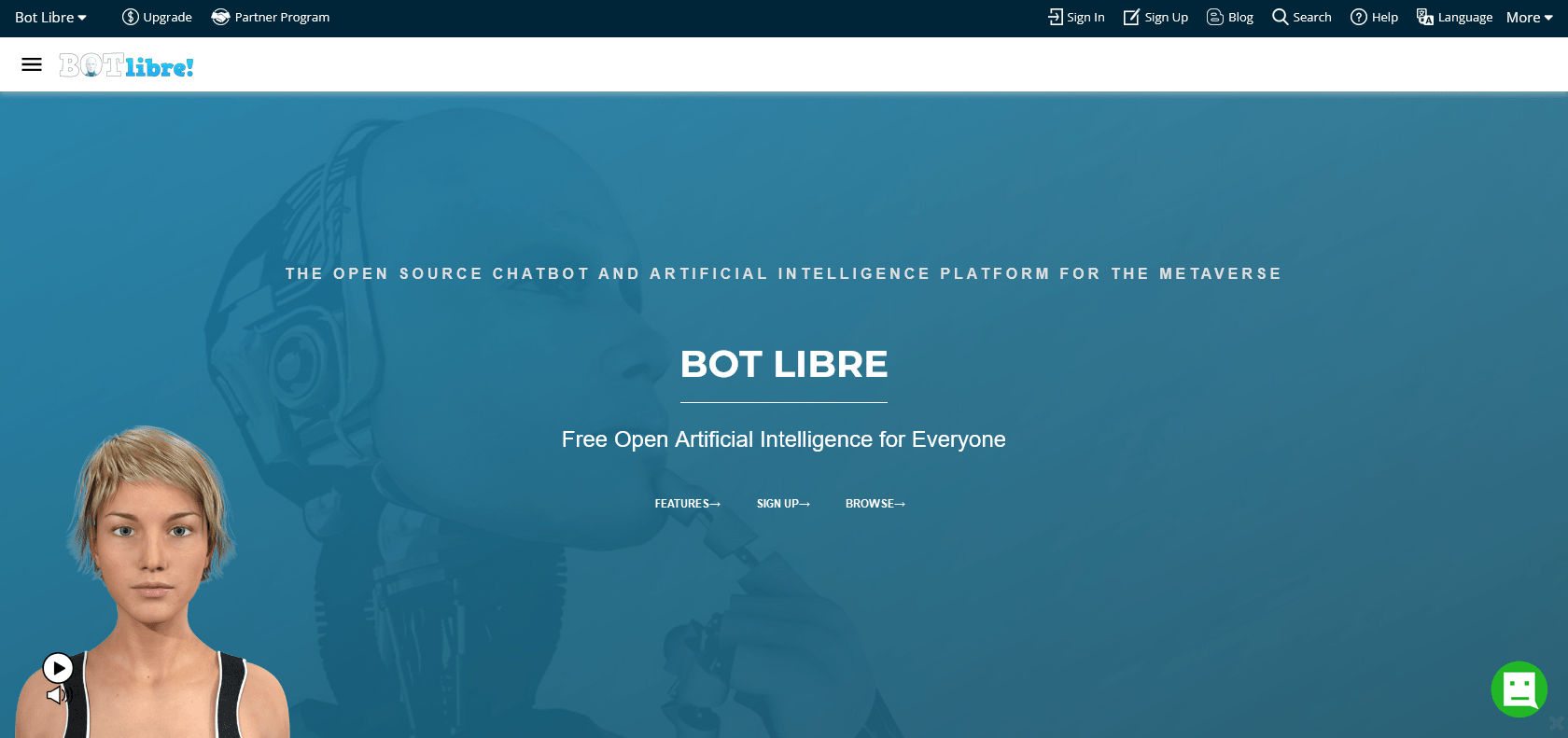 Screenshot of Botlibre Website