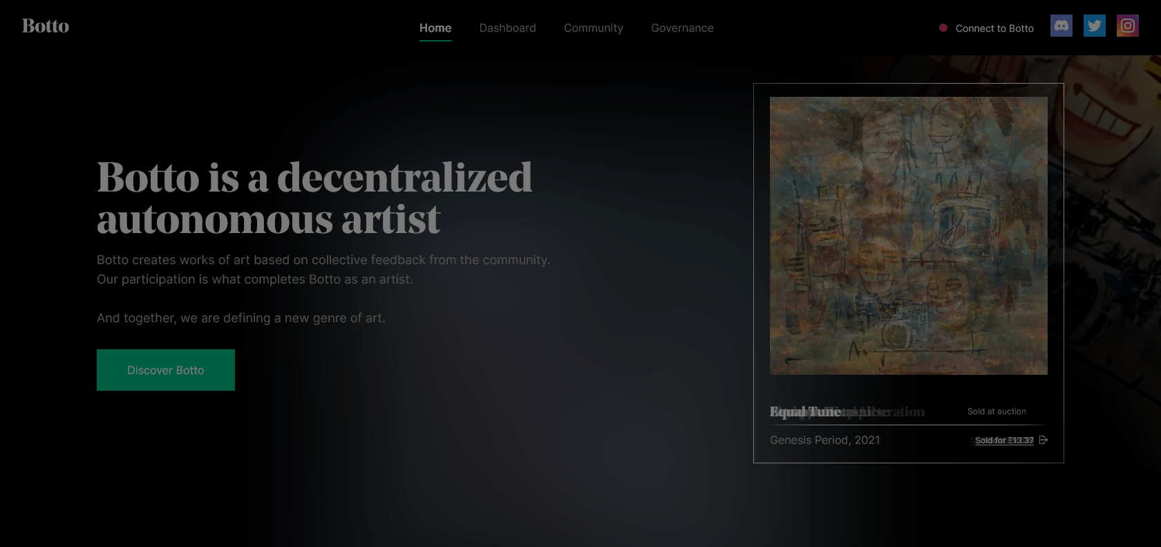 Screenshot of Botto Website