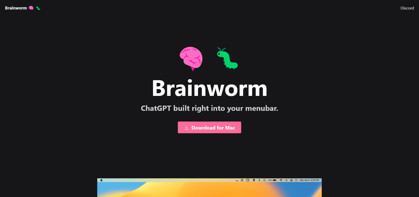 Screenshot of Brainworm Website