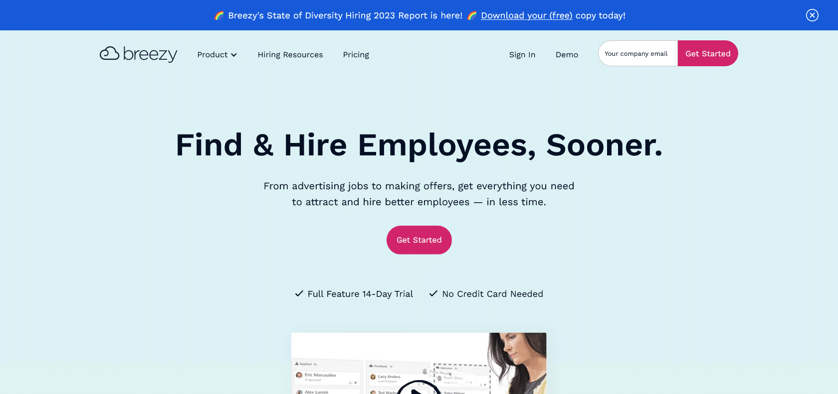 Screenshot of Breezy HR Website