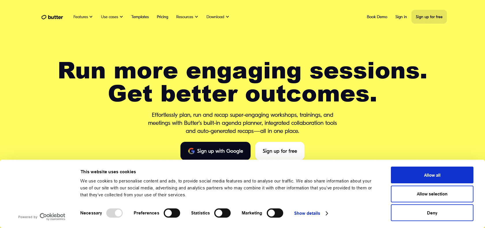 Screenshot of Butter Website