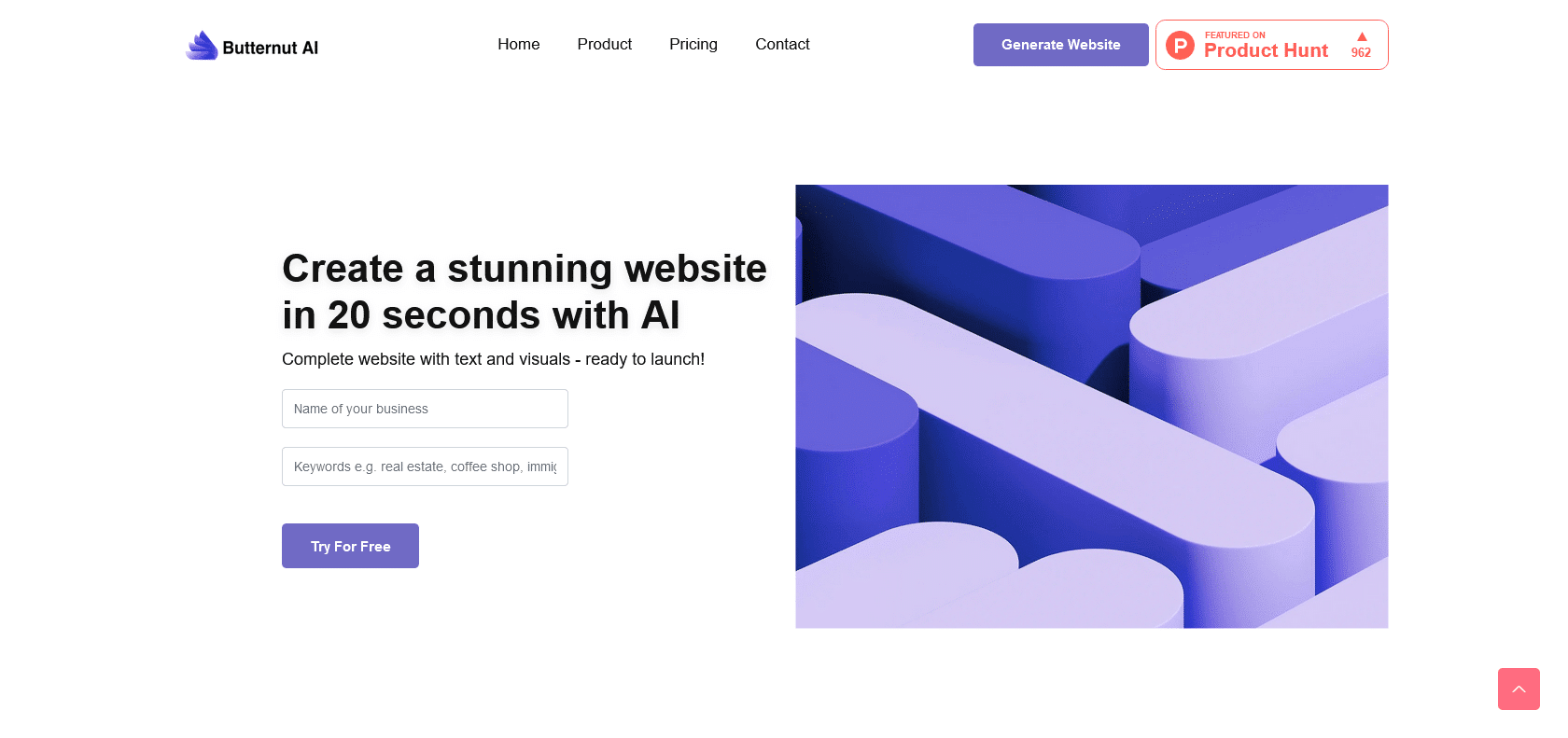 Screenshot of Butternut AI Website